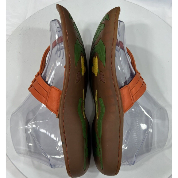 BORN Crown Leather Sandals Thongs Flat Orange Multi Strap Comfort Women’s Size 7 - Picture 11 of 16